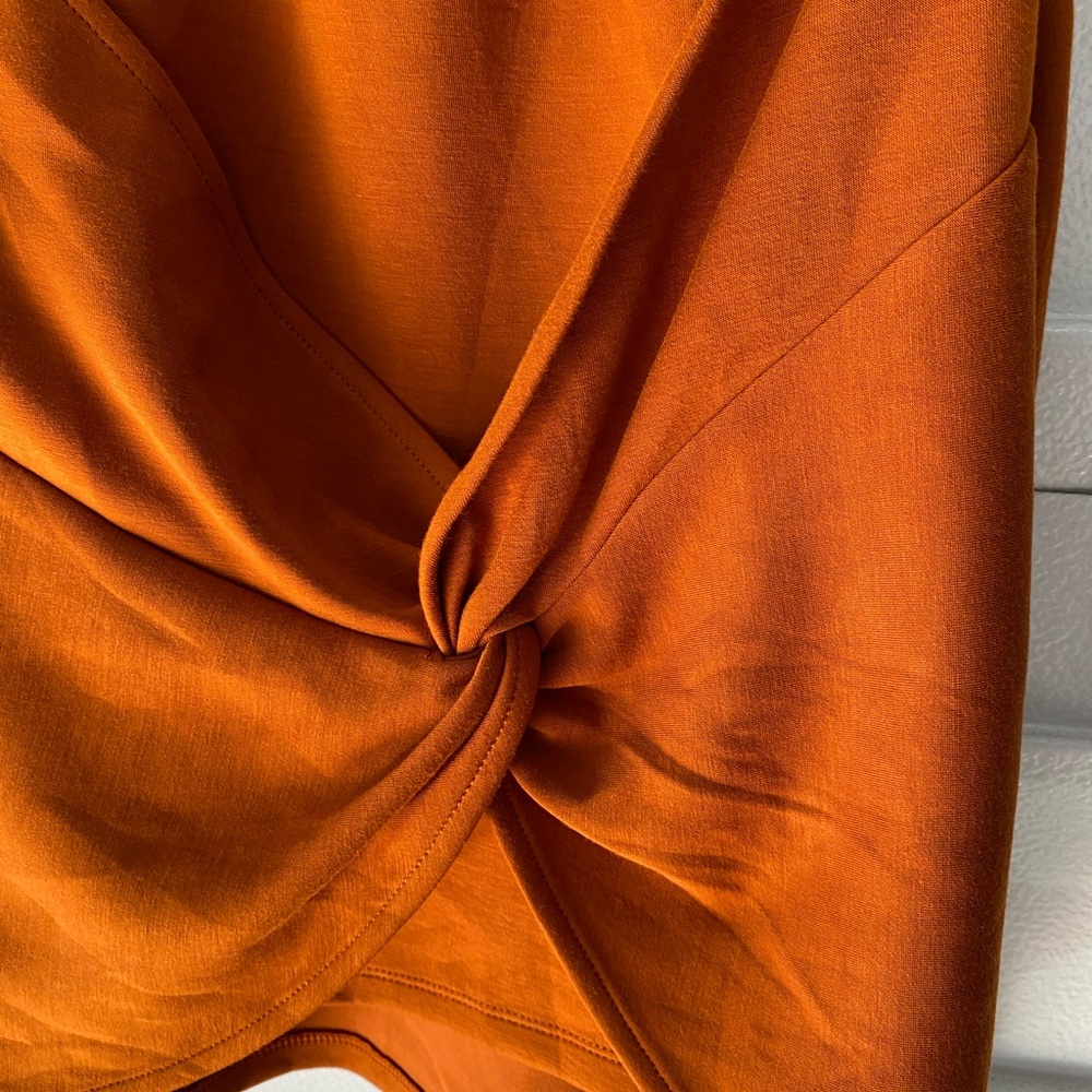 NWT Free People Runaway Womens Knit Wrap Mini Dress Brandy/Orange Size L - Picture 6 of 15